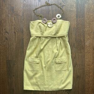 Milly Golden Yellow Dress with Chunky Necklace